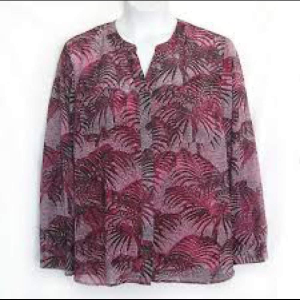 NWT Covington Essentials Floral Button Up Blouse